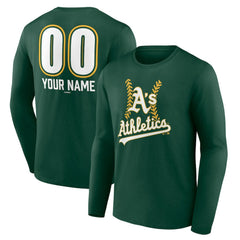 Athletics Personalized Name & Number Fastball Long Sleeve T-Shirt - Green