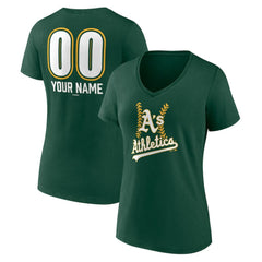 Athletics Women's Personalized Name & Number Fastball V-Neck T-Shirt - Green