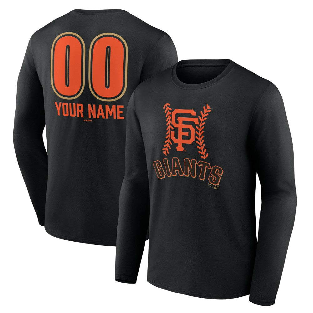 San Francisco Giants Personalized Name & Number Fastball Long Sleeve T-Shirt - Black