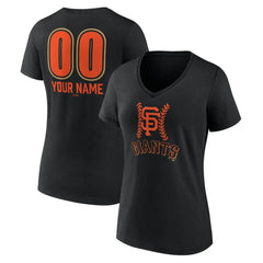 San Francisco Giants Women's Personalized Name & Number Fastball V-Neck T-Shirt - Black