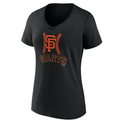 San Francisco Giants Women's Personalized Name & Number Fastball V-Neck T-Shirt - Black