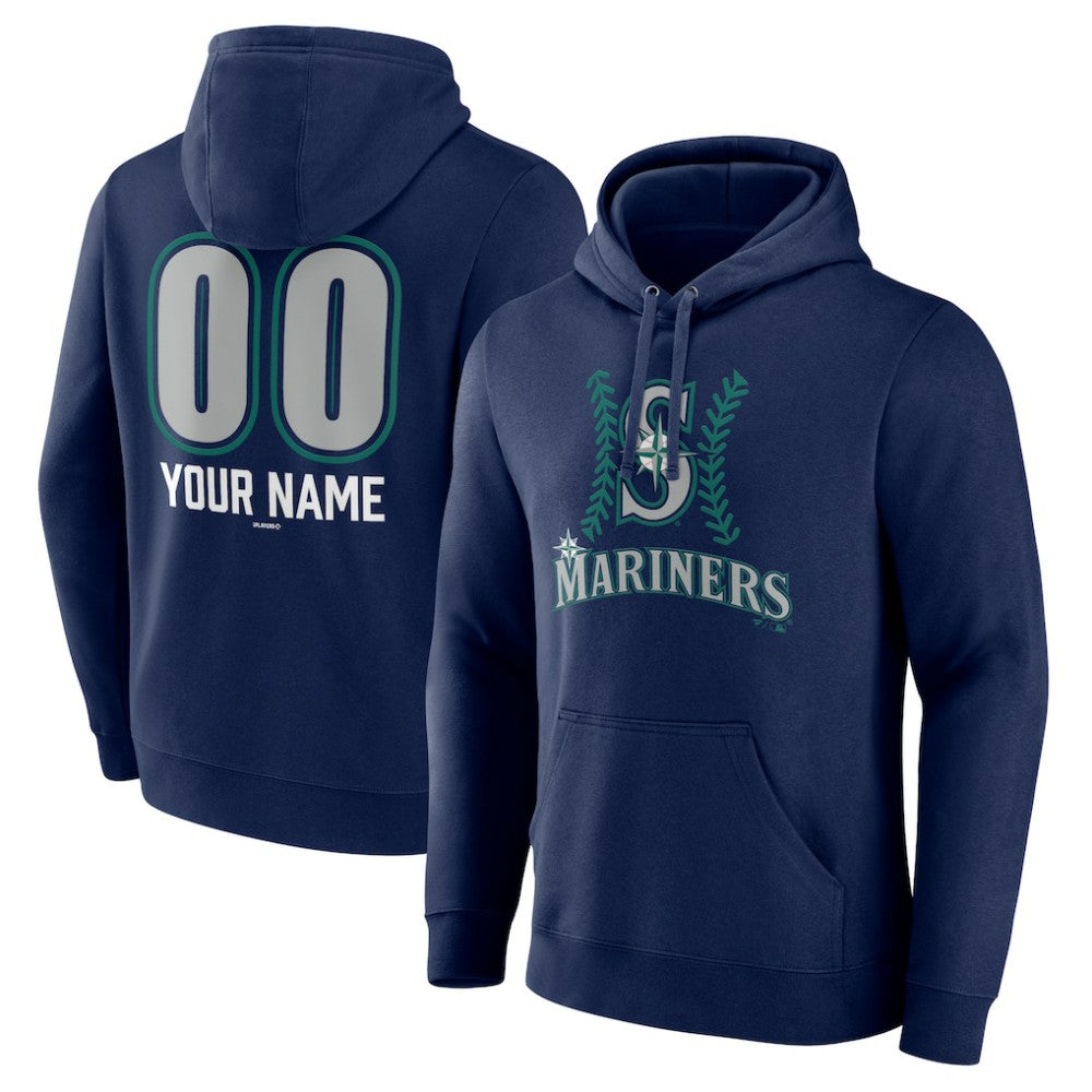 Seattle Mariners Personalized Name & Number Fastball Pullover Hoodie - Navy