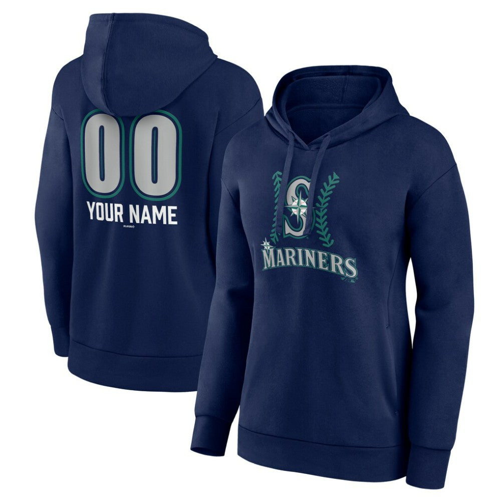 Seattle Mariners Women's Personalized Name & Number Fastball Pullover Hoodie - Navy