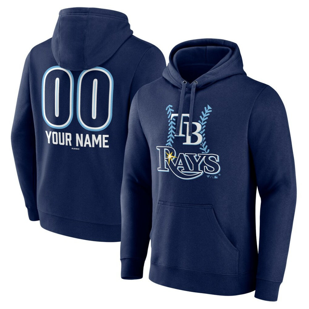 Tampa Bay Rays Personalized Name & Number Fastball Pullover Hoodie - Navy