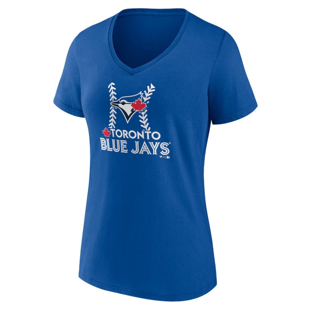 Toronto Blue Jays Women's Personalized Name & Number Fastball V-Neck T-Shirt - Royal