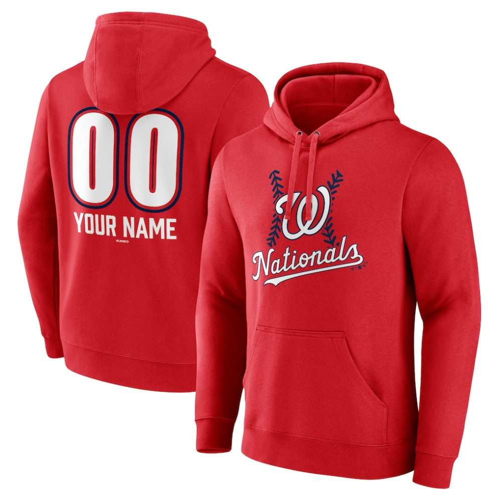 Washington Nationals Personalized Name & Number Fastball Pullover Hoodie - Red