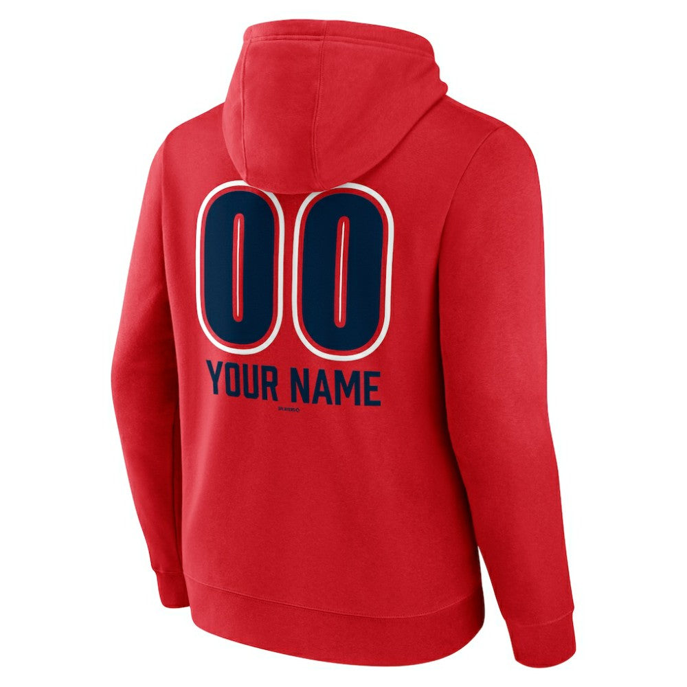 Atlanta Braves Personalized Name & Number Fastball Pullover Hoodie - Red