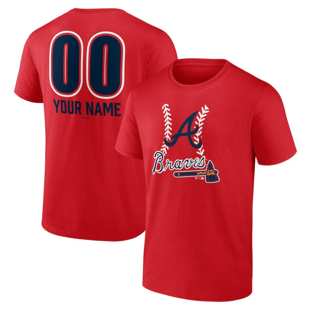 Atlanta Braves Personalized Name & Number Fastball T-Shirt - Red