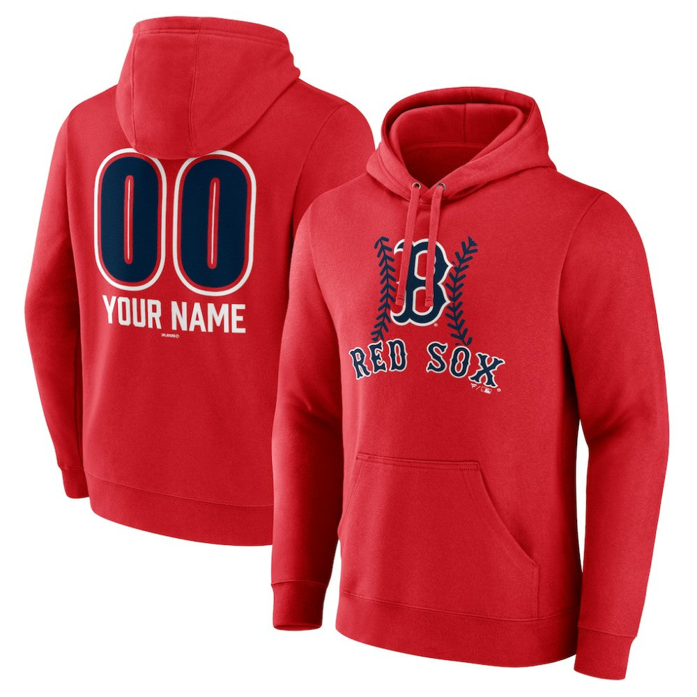 Boston Red Sox Personalized Name & Number Fastball Pullover Hoodie - Red