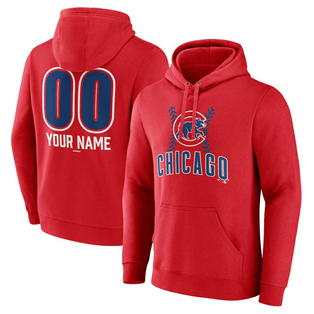 Chicago Cubs Personalized Name & Number Fastball Pullover Hoodie - Red