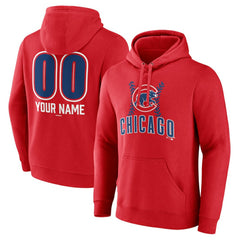Chicago Cubs Personalized Name & Number Fastball Pullover Hoodie - Red