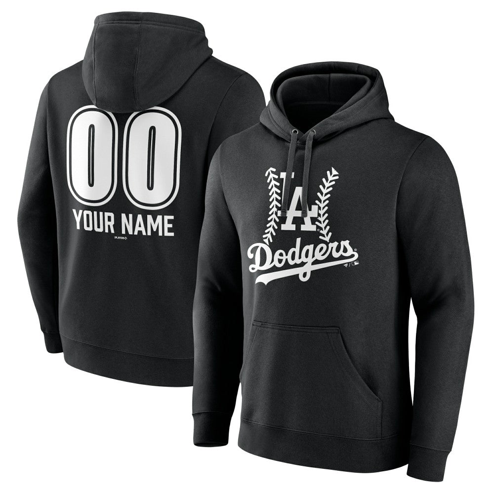 Los Angeles Dodgers Personalized Name & Number Fastball Pullover Hoodie - Black