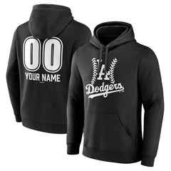 Los Angeles Dodgers Personalized Name & Number Fastball Pullover Hoodie - Black