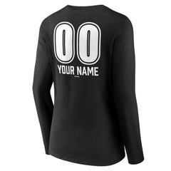 Los Angeles Dodgers Women's Personalized Name & Number Fastball Long Sleeve V-Neck T-Shirt - Black