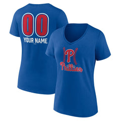 Philadelphia Phillies Women's Personalized Name & Number Fastball V-Neck T-Shirt - Royal