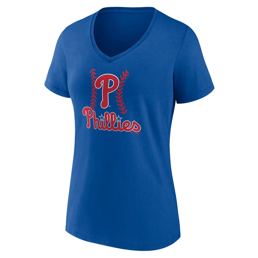 Philadelphia Phillies Women's Personalized Name & Number Fastball V-Neck T-Shirt - Royal