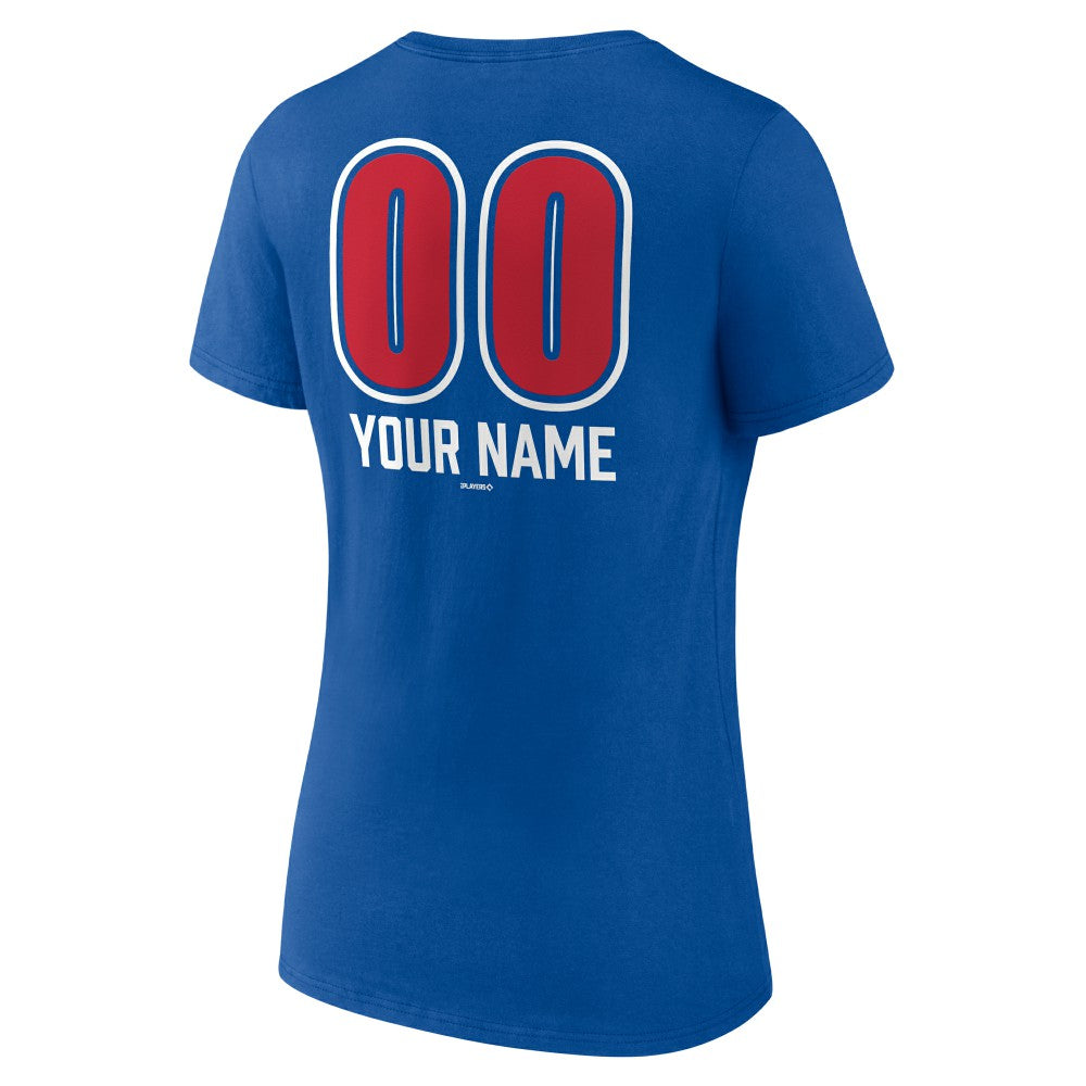 Philadelphia Phillies Women's Personalized Name & Number Fastball V-Neck T-Shirt - Royal