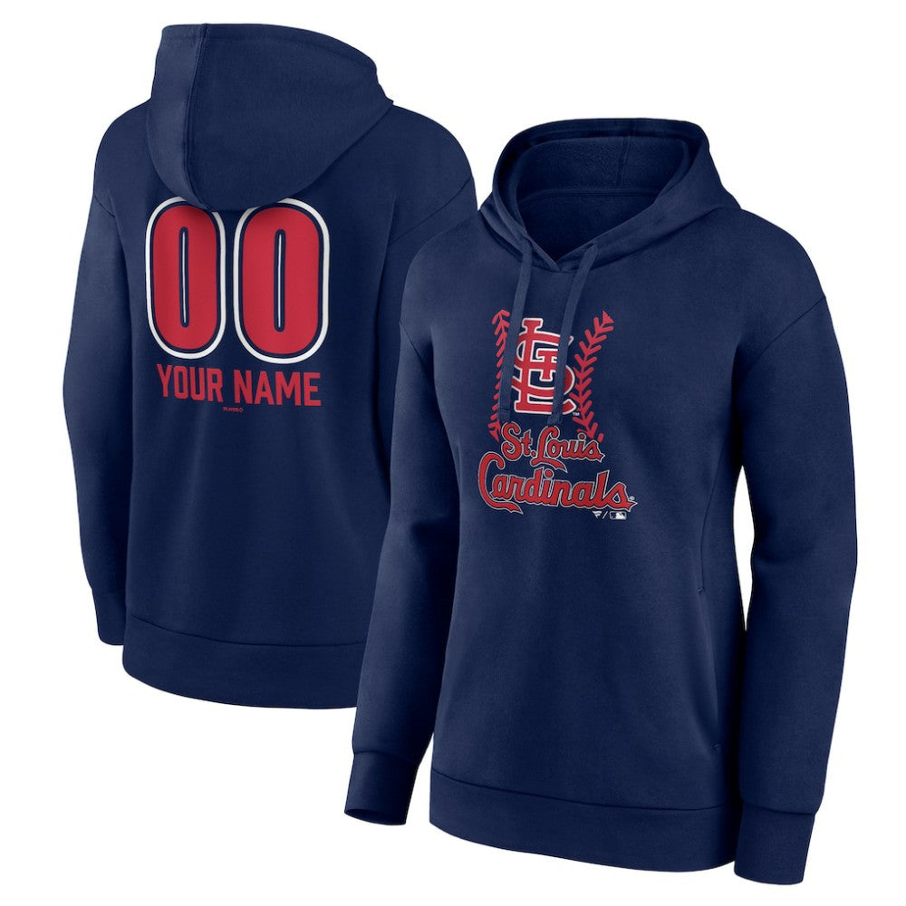 St. Louis Cardinals Women's Personalized Name & Number Fastball Pullover Hoodie - Navy