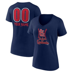 St. Louis Cardinals Women's Personalized Name & Number Fastball V-Neck T-Shirt - Navy