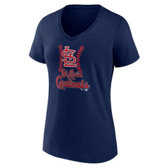 St. Louis Cardinals Women's Personalized Name & Number Fastball V-Neck T-Shirt - Navy