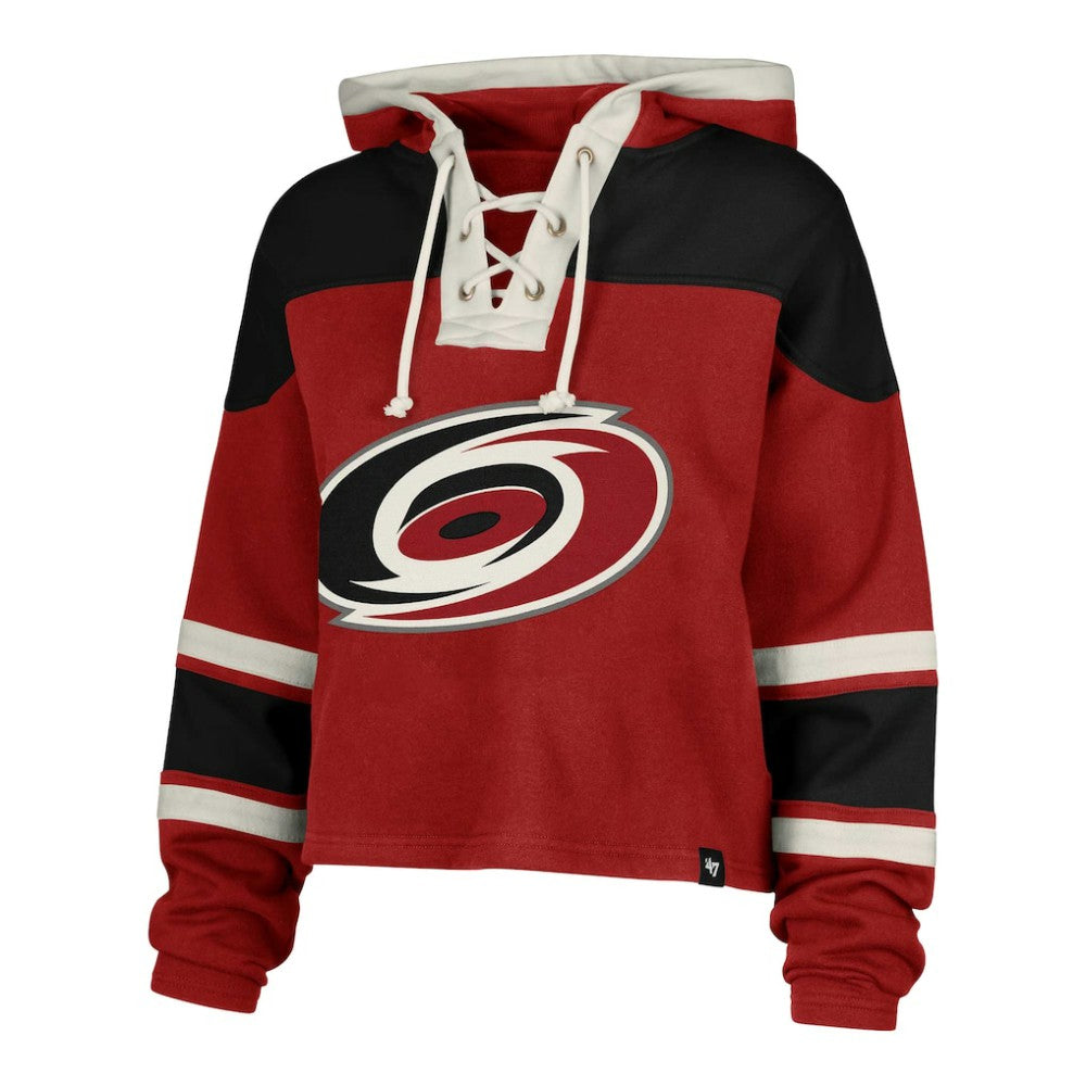 Sebastian Aho Carolina Hurricanes '47 Women's Superior Lacer Cropped Pullover Hoodie
