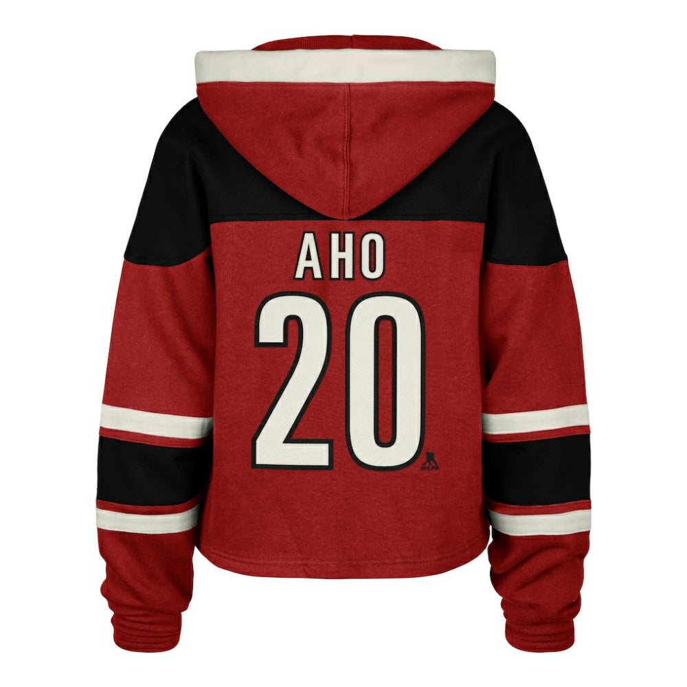 Sebastian Aho Carolina Hurricanes '47 Women's Superior Lacer Cropped Pullover Hoodie