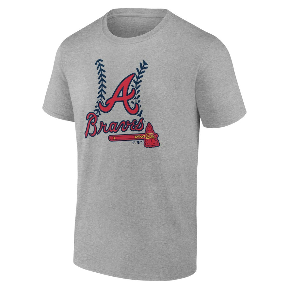Atlanta Braves Personalized Name & Number Fastball T-Shirt - Heather Gray