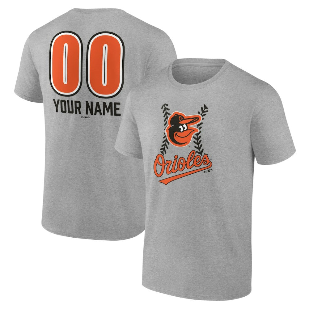 Baltimore Orioles Personalized Name & Number Fastball T-Shirt - Heather Gray