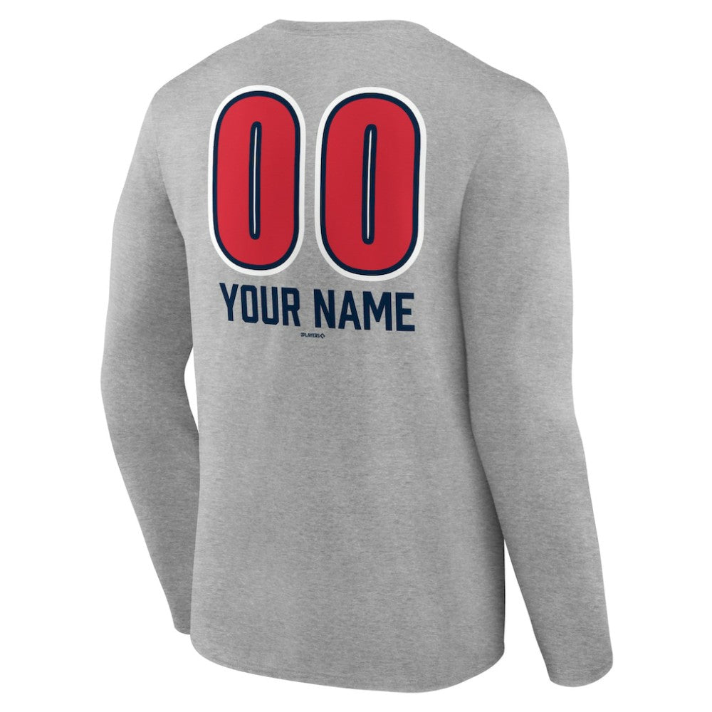 Boston Red Sox Personalized Name & Number Fastball Long Sleeve T-Shirt - Gray