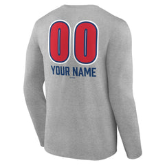 Chicago Cubs Personalized Name & Number Fastball Long Sleeve T-Shirt - Gray
