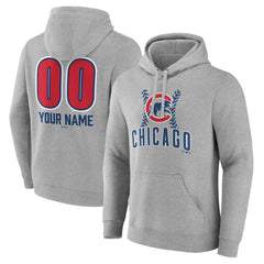 Chicago Cubs Personalized Name & Number Fastball Pullover Hoodie - Gray