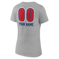 Chicago Cubs Women's Personalized Name & Number Fastball V-Neck T-Shirt - Gray