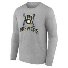 Milwaukee Brewers Personalized Name & Number Fastball Long Sleeve T-Shirt - Gray