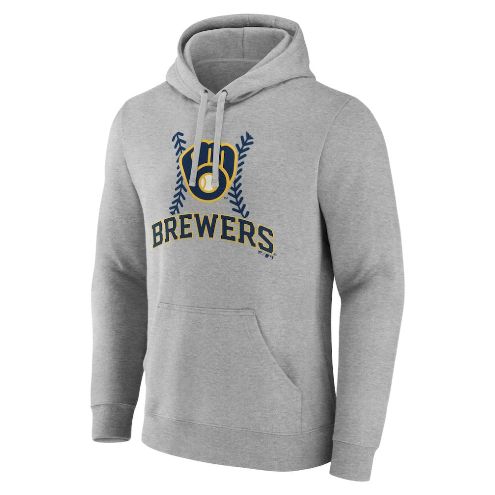 Milwaukee Brewers Personalized Name & Number Fastball Pullover Hoodie - Gray