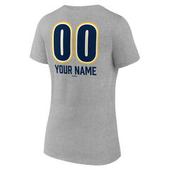 Milwaukee Brewers Women's Personalized Name & Number Fastball V-Neck T-Shirt - Gray
