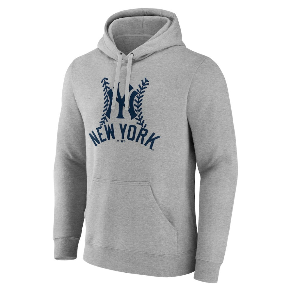 New York Yankees Personalized Name & Number Fastball Pullover Hoodie - Gray