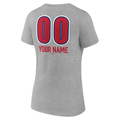 Philadelphia Phillies Women's Personalized Name & Number Fastball V-Neck T-Shirt - Gray