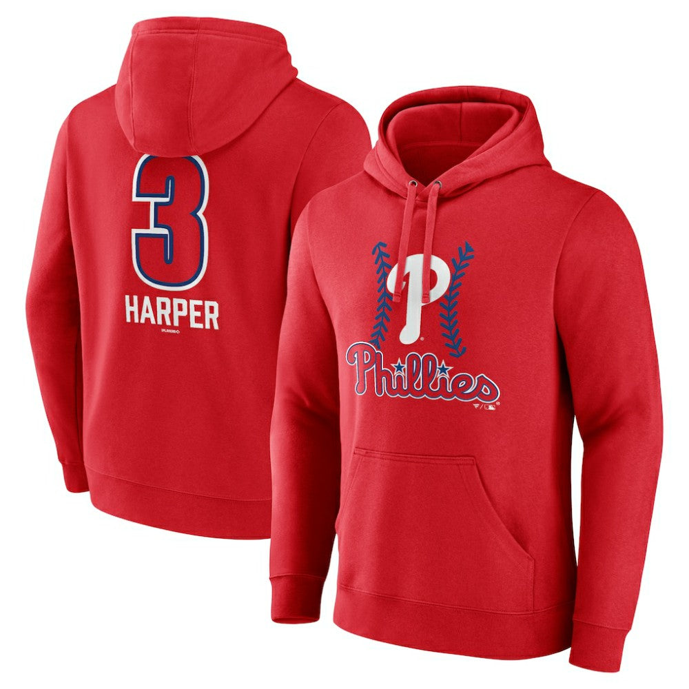 Bryce Harper Philadelphia Phillies Fastball Player Name & Number Pullover Hoodie - Red