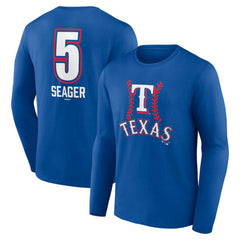 Corey Seager Texas Rangers Fastball Player Name & Number Long Sleeve T-Shirt - Royal