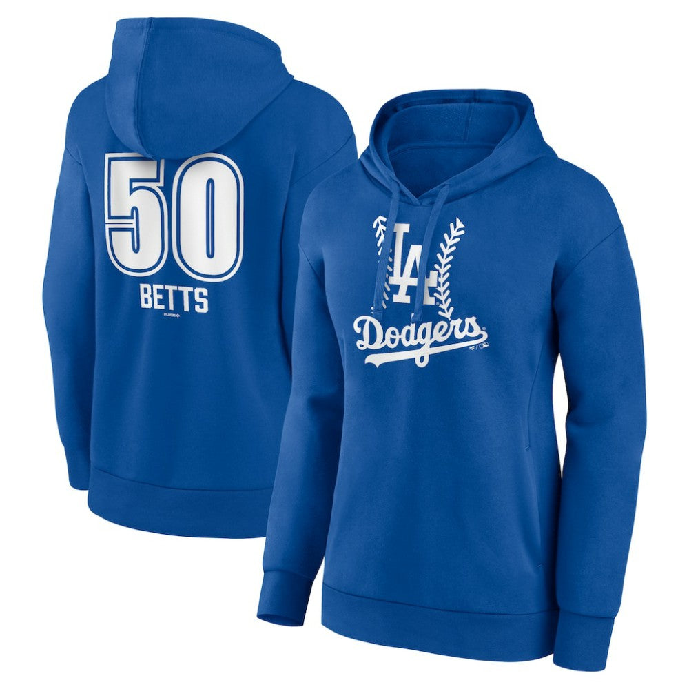 Mookie Betts Los Angeles Dodgers Women's Fastball Player Name & Number Pullover Hoodie - Royal