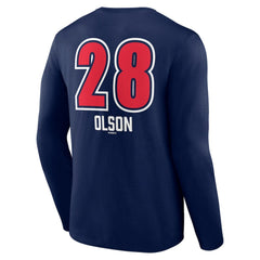 Matt Olson Atlanta Braves Fastball Player Name & Number Long Sleeve T-Shirt - Navy