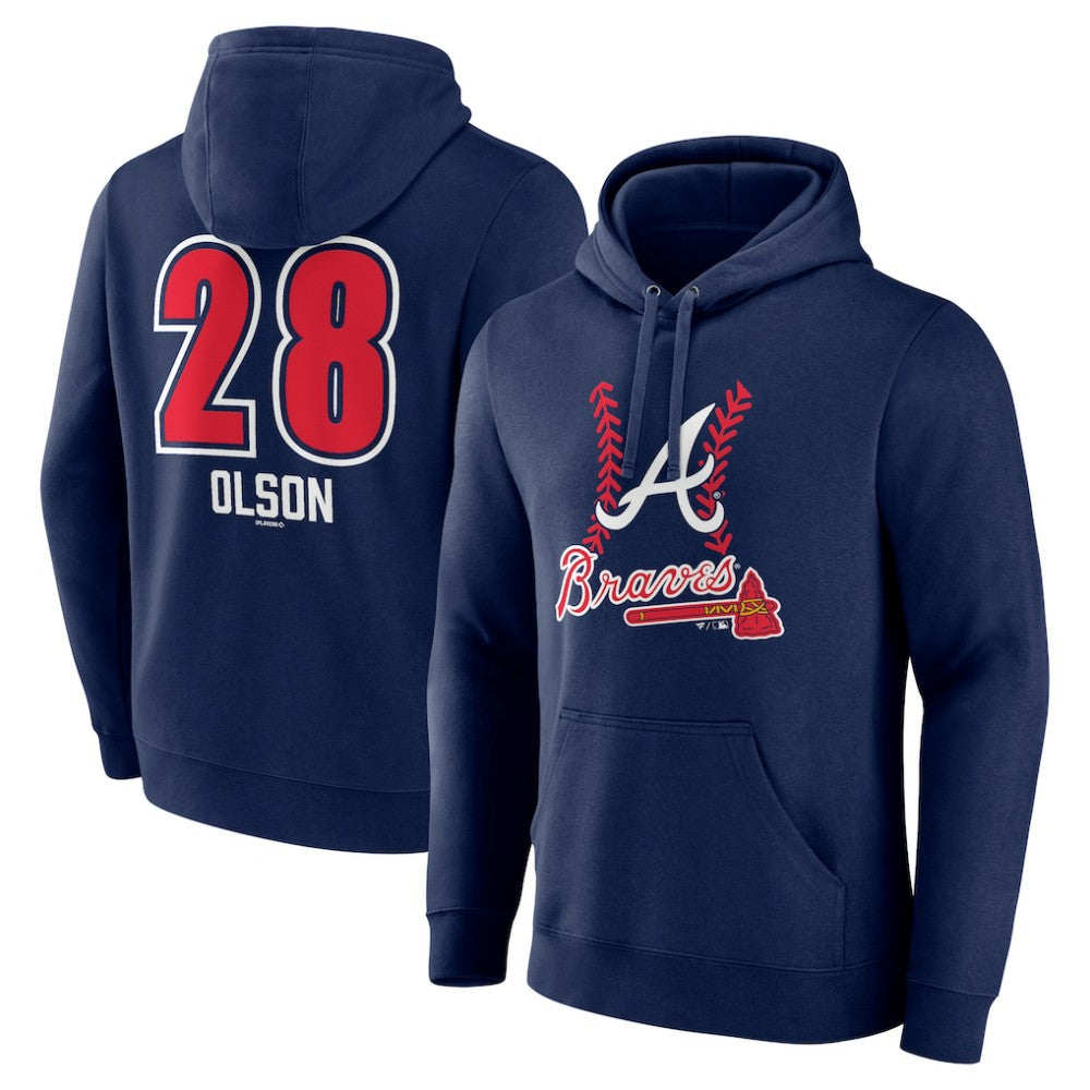 Matt Olson Atlanta Braves Fastball Player Name & Number Pullover Hoodie - Navy