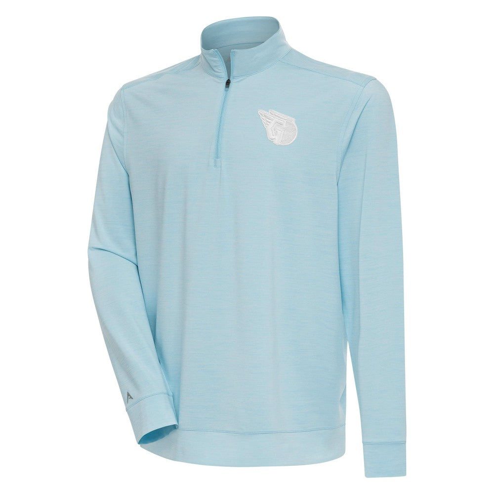Cleveland Guardians Antigua Bright Quarter-Zip Pullover Top - Powder Blue