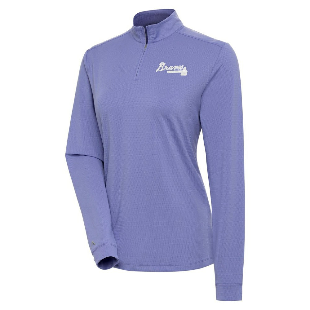 Atlanta Braves Antigua Women's Finish Quarter-Zip Pullover Top - Purple