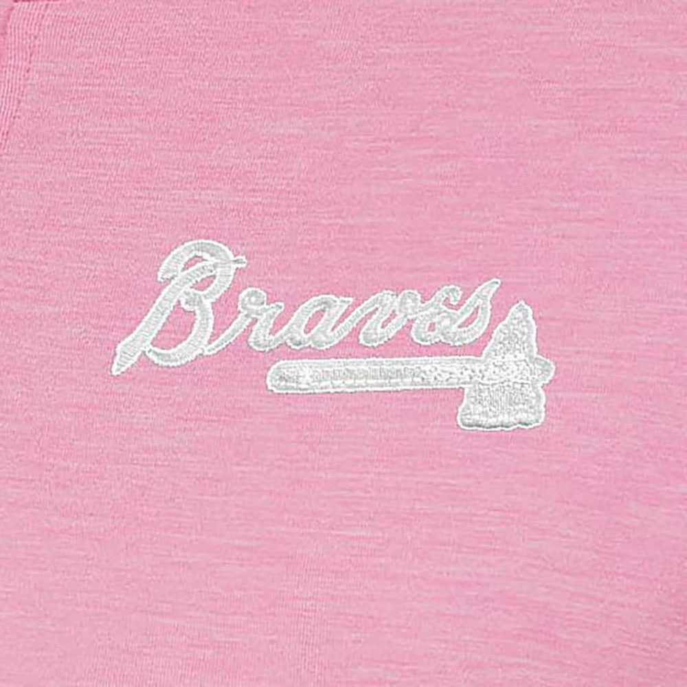 Atlanta Braves Antigua Women's Mentor Quarter-Zip Pullover Top - Pink