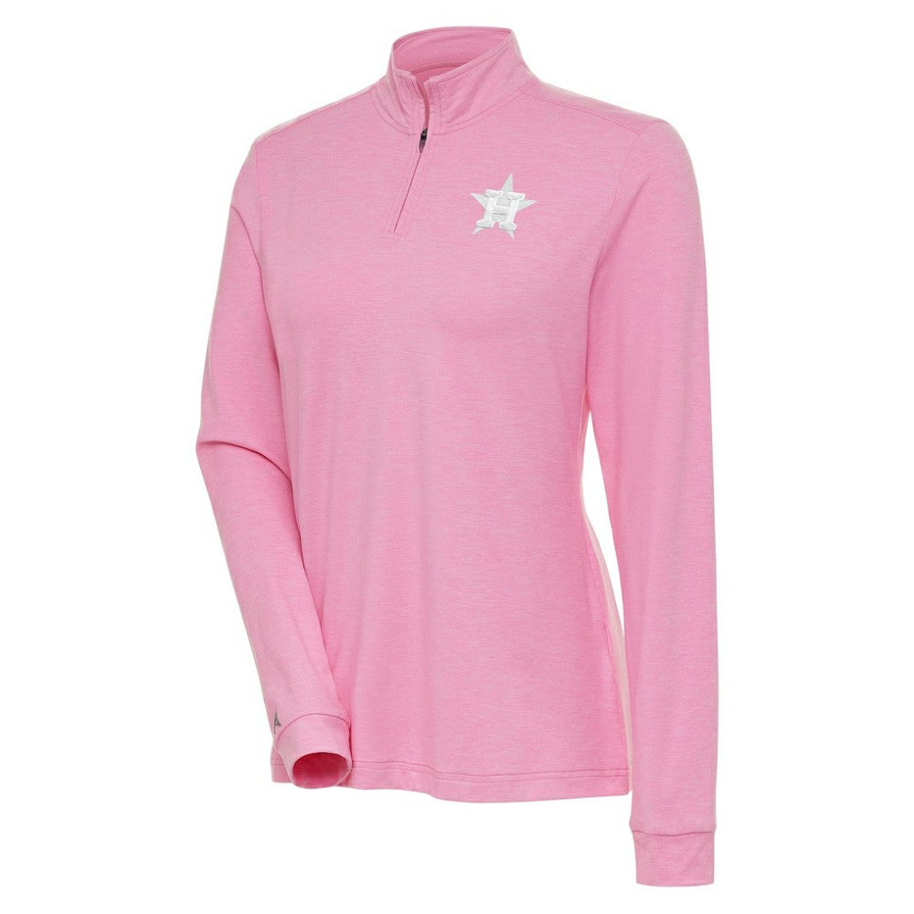 Houston Astros Antigua Women's Mentor Quarter-Zip Pullover Top - Pink