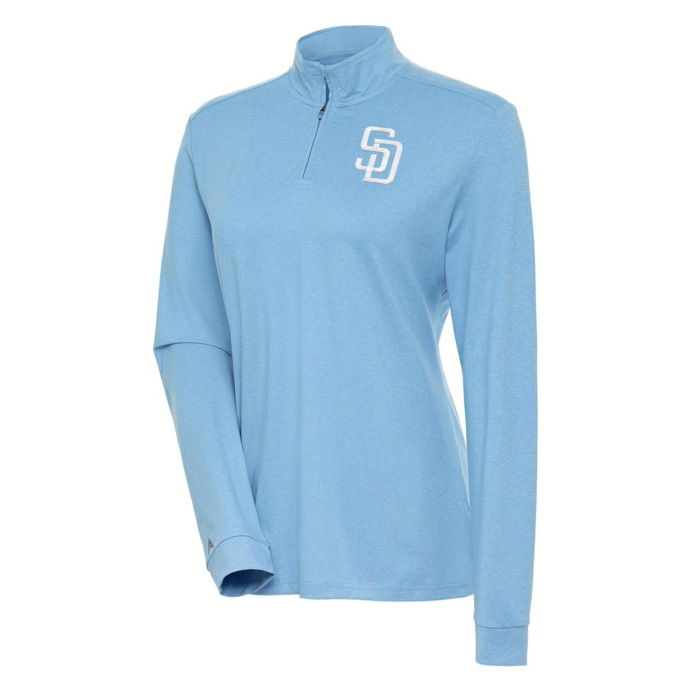 San Diego Padres Antigua Women's Mentor Quarter-Zip Pullover Top - Light Blue