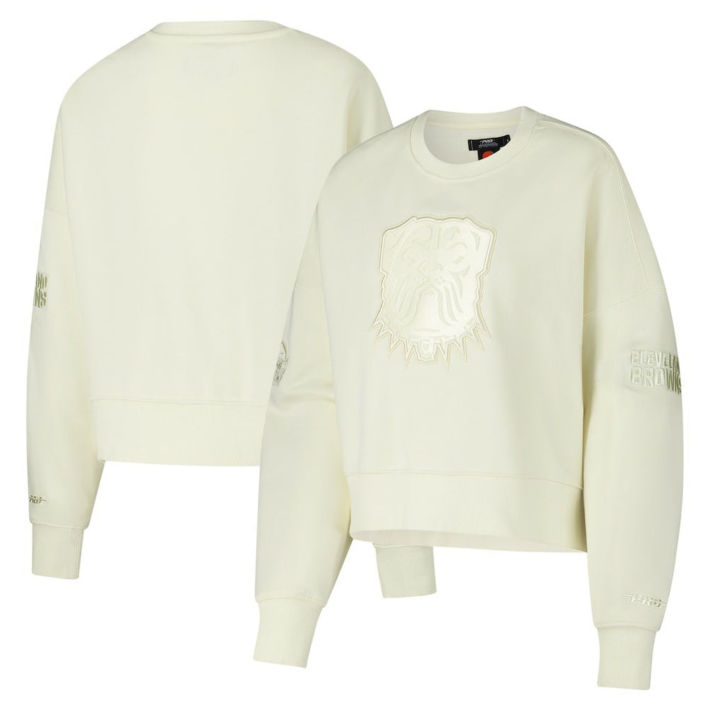 NFL Cleveland Browns Pro Standard Triple Tonal Cropped Fleece Pullover Sweatshirt