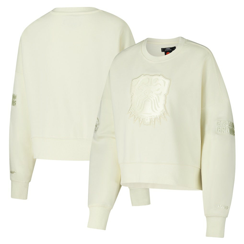 NFL Cleveland Browns Pro Standard Triple Tonal Cropped Fleece Pullover Sweatshirt