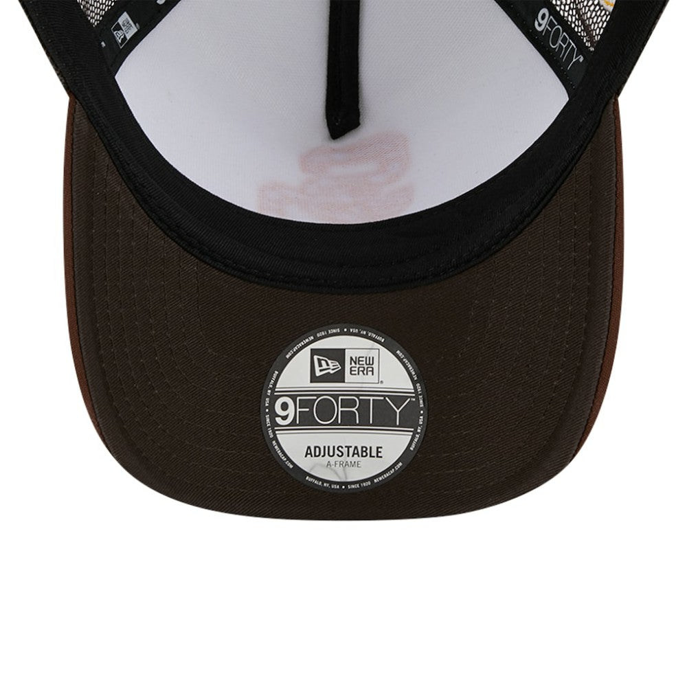 San Diego Padres Checkered Flag A-Frame Trucker 9FORTY Adjustable Hat - White/Brown | New Era
